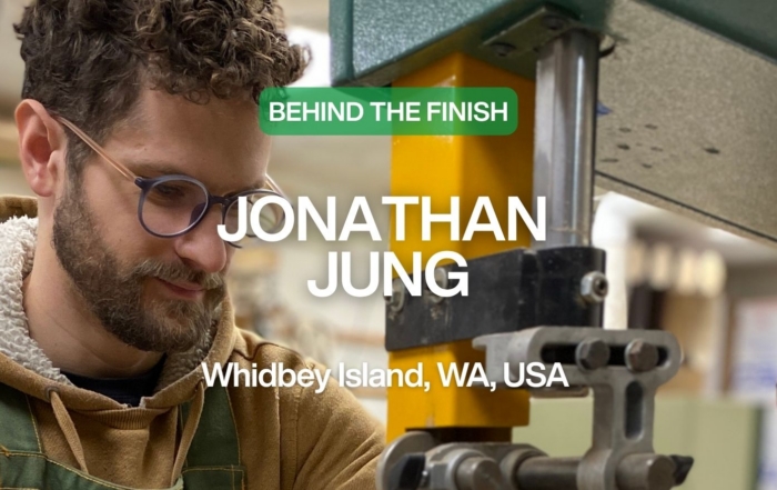 Photo of Jonathan Jung with text overlay that reads: "Behind the finish: Jonathan Jung. Whidbey Island, WA, USA."